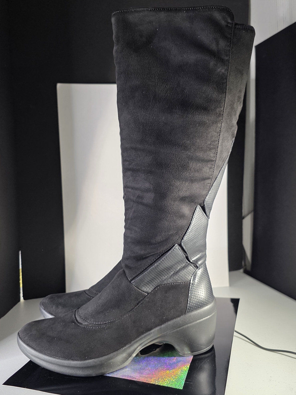 Bzees Black Over-the-Knee Wedge Boots